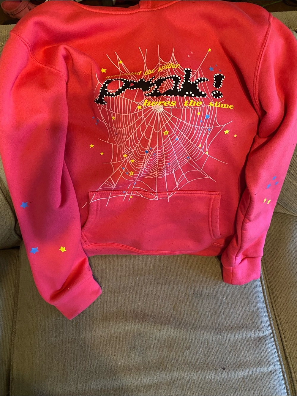 Men's Red Graphic Pullover Hoodie with Spiderweb Design